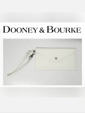 Dooney & Bourke Ashby Off White Saffiano Leather Envelope Pouch Wristlet
